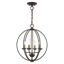  40914-07 - 4 Light Bronze with Antique Brass Finish Candles Globe Convertible Chandelier/ Semi-Flush