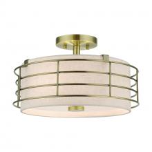  55118-01 - 3 Light Antique Brass Large Semi-Flush