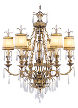  8806-65 - 6 Light Vintage Gold Leaf Chandelier