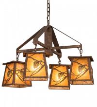  192455 - 28" Wide Whispering Pines 4 Light Chandelier