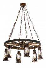  193541 - 40"W Miners Lantern 6 LT Wagon Wheel Chandelier