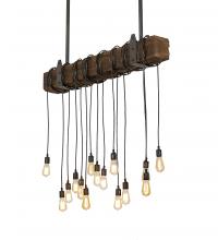  198209 - 48" Long Wood Beam 15 Light Pendant