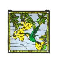  22898 - 17"W X 17"H Hummingbird Stained Glass Window