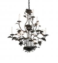  232381 - 36" Wide Oak Leaf 9 Light Chandelier