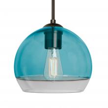  1JC-ALLY8BL-EDIL-BR - Besa, Ally 8 Cord Pendant, Coral Blue/Clear, Bronze Finish, 1x5W LED Filament