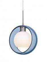  1JC-MANABL-SN - Besa Mana Pendant, Blue/Opal, Satin Nickel Finish, 1x60W Medium Base