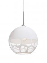  1JC-ROCKYWH-SN - Besa, Rocky Cord Pendant, White, Satin Nickel Finish, 1x60W Medium Base