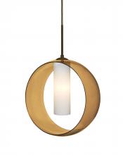  1JT-PLATOAM-LED-BR - Besa, Plato Cord Pendant, Amber/Opal, Bronze Finish, 1x5W LED