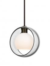  1TT-MANACL-LED-BR - Besa Mana Pendant, Clear/Opal, Bronze Finish, 1x9W LED