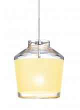  1XC-PIC6CR-SN - Besa Pendant Pica 6 Satin Nickel Creme Sand 1x50W Halogen