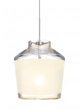  1XC-PIC6WH-LED-SN - Besa Pendant Pica 6 Satin Nickel White Sand 1x5W LED