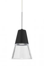  1XP-TIMO6BC-LED-SN - Besa, Timo 6 Cord Pendant,Clear/Black, Satin Nickel Finish, 1x9W LED