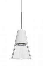  1XP-TIMO6WC-LED-SN - Besa, Timo 6 Cord Pendant,Clear/White, Satin Nickel Finish, 1x9W LED