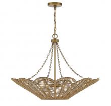  7-1825-5-320 - Cyperas 5-Light Pendant in Warm Brass and Rope