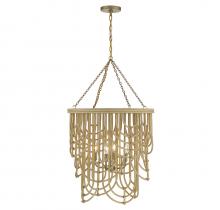  7-7910-4-177 - Bremen 4-Light Pendant in Burnished Brass with Natural Rattan