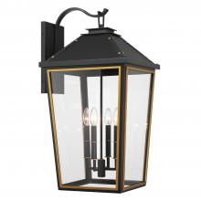  HAW-604-MK-TG - Hawkins 4 Light Matte Black + Textured Gold Outdoor Sconce