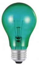  0344400 - 25W A19 Incandescent Transparent Green E26 (Medium) Base, 120 Volt, Box