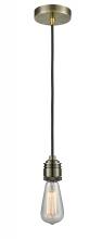  100AB-10BK-2AB - Winchester - 1 Light - 2 inch - Antique Brass - Cord hung - Mini Pendant