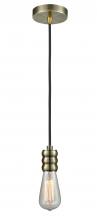  100AB-10BK-5AB - Gatsby - 1 Light - 2 inch - Antique Brass - Cord hung - Mini Pendant