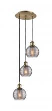  113B-3P-AB-G1213-6SM - Athens Deco Swirl - 3 Light - 12 inch - Antique Brass - Cord hung - Multi Pendant