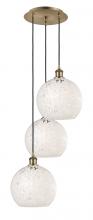  113B-3P-AB-G1216-10WM - White Mouchette - 3 Light - 17 inch - Antique Brass - Cord Hung - Multi Pendant