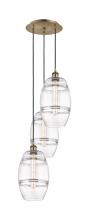  113B-3P-AB-G557-8CL - Vaz - 3 Light - 15 inch - Antique Brass - Cord hung - Multi Pendant