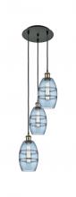  113B-3P-BAB-G557-6BL - Vaz - 3 Light - 12 inch - Black Antique Brass - Cord Hung - Multi Pendant