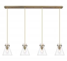  124-410-1PS-BB-G411-8CL - Newton Cone - 4 Light - 52 inch - Brushed Brass - Linear Pendant