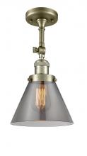  201F-AB-G43-LED - Cone - 1 Light - 8 inch - Antique Brass - Semi-Flush Mount