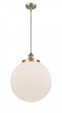  201S-AB-G201-16-LED - Beacon - 1 Light - 16 inch - Antique Brass - Stem Hung - Pendant