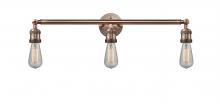  205-AC-LED - Bare Bulb - 3 Light - 30 inch - Antique Copper - Bath Vanity Light