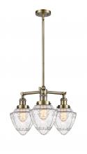  207-AB-G664-7-LED - Bullet - 3 Light - 20 inch - Antique Brass - Stem Hung - Chandelier