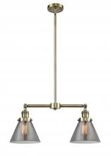  209-AB-G43-LED - Cone - 2 Light - 21 inch - Antique Brass - Stem Hung - Island Light