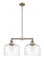  209-AB-G713-L-LED - Bell - 2 Light - 21 inch - Antique Brass - Stem Hung - Island Light