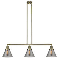  213-AB-G43-LED - Cone - 3 Light - 40 inch - Antique Brass - Stem Hung - Island Light