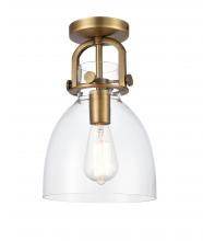  410-1F-BB-G412-8CL - Newton Bell - 1 Light - 8 inch - Brushed Brass - Flush Mount