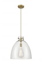  410-1PL-BB-G412-16CL - Newton Bell - 1 Light - 16 inch - Brushed Brass - Cord hung - Pendant