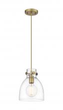  410-1PS-BB-G412-8CL - Newton Bell - 1 Light - 8 inch - Brushed Brass - Cord hung - Pendant