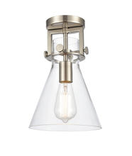  411-1F-SN-8CL-LED - Newton Cone - 1 Light - 8 inch - Brushed Satin Nickel - Flush Mount