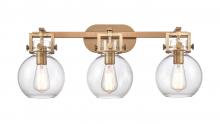  411-3W-BB-G410-7CL - Newton Sphere - 3 Light - 27 inch - Brushed Brass - Bath Vanity Light