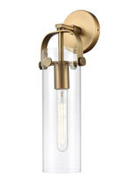  413-1W-BB-4CL - Pilaster - 1 Light - 4 inch Glass - Brushed Brass - Sconce