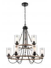  442-9CR-BK-SDY-LED - Paladin - 9 Light - 32 inch - Matte Black - Chain Hung - Chandelier