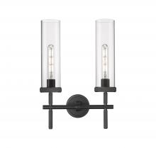  471-2W-BK-G471-12CL - Lincoln - 2 Light - 14 inch - Matte Black - Bath Vanity Light