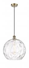  516-1P-AB-G1215-14-LED - Athens Water Glass - 1 Light - 13 inch - Antique Brass - Cord hung - Pendant