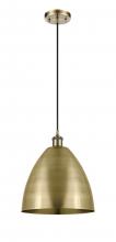  516-1P-AB-MBD-12-AB-LED - Bristol - 1 Light - 12 inch - Antique Brass - Cord hung - Mini Pendant