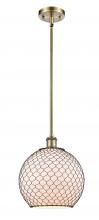  516-1S-AB-G121-10CBK-LED - Farmhouse Chicken Wire - 1 Light - 10 inch - Antique Brass - Mini Pendant