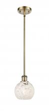  516-1S-AB-G1216-6WM - White Mouchette - 1 Light - 6 inch - Antique Brass - Mini Pendant