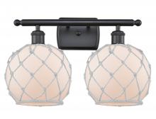  516-2W-BK-G121-8RW - Farmhouse Rope - 2 Light - 18 inch - Matte Black - Bath Vanity Light