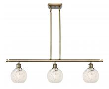  516-3I-AB-G1216-6WM - White Mouchette - 3 Light - 36 inch - Antique Brass - Stem Hung - Island Light