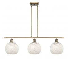  516-3I-AB-G1216-8WM - White Mouchette - 3 Light - 36 inch - Antique Brass - Stem Hung - Island Light